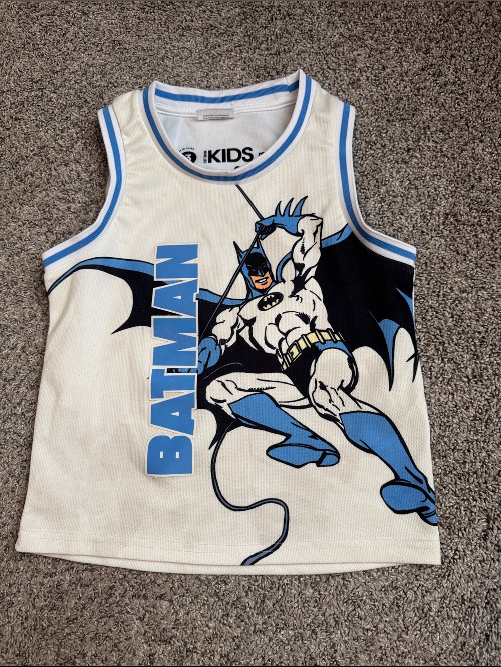 Batman Boys White and Blue Graphic Tank Top - Kids